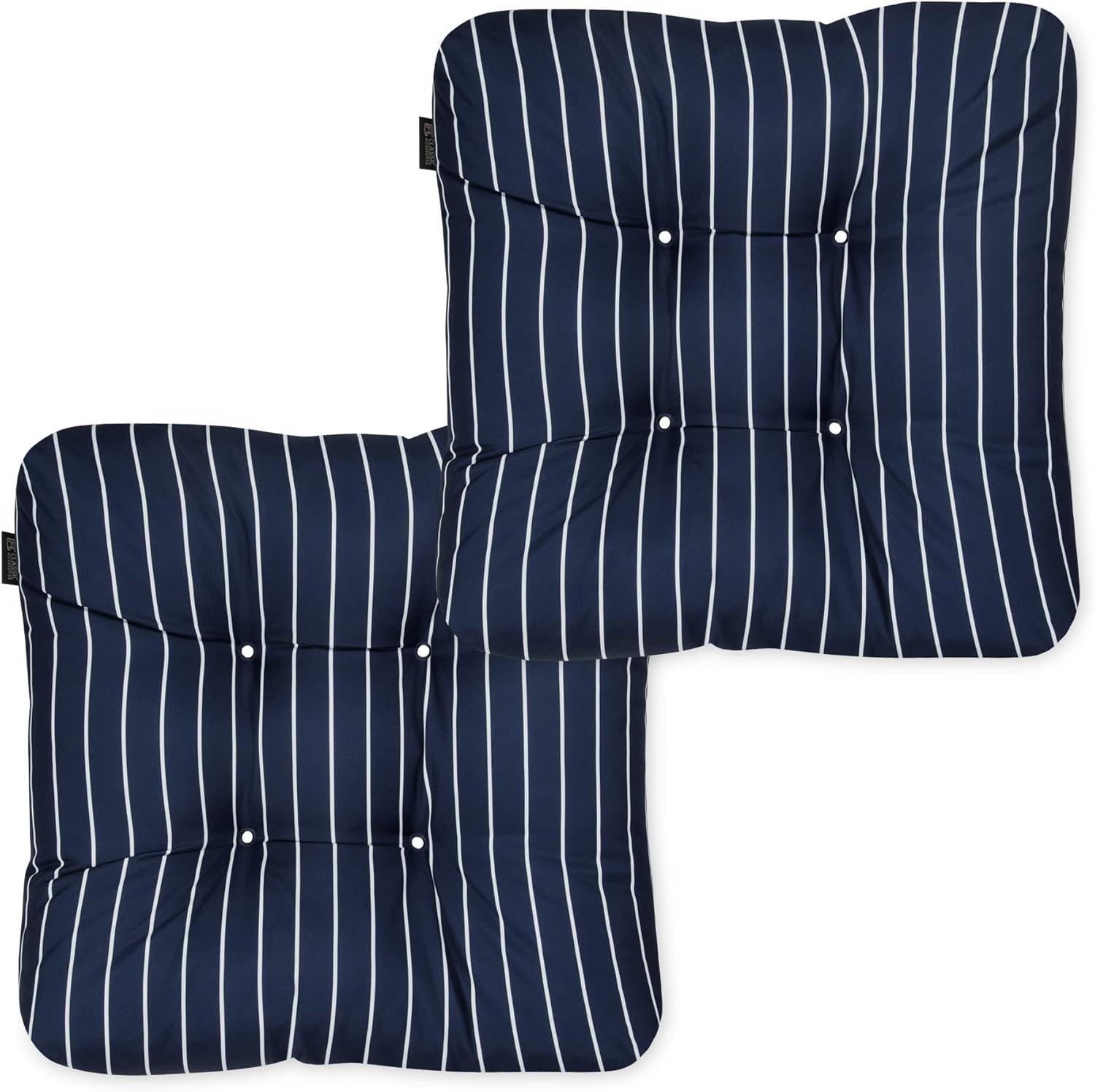 Classic Accessories Water-Resistant Square Patio Seat Cushions, 19 x 19 x 5 Inch, 2 Pack, Black, Outdoor Seat Cushions