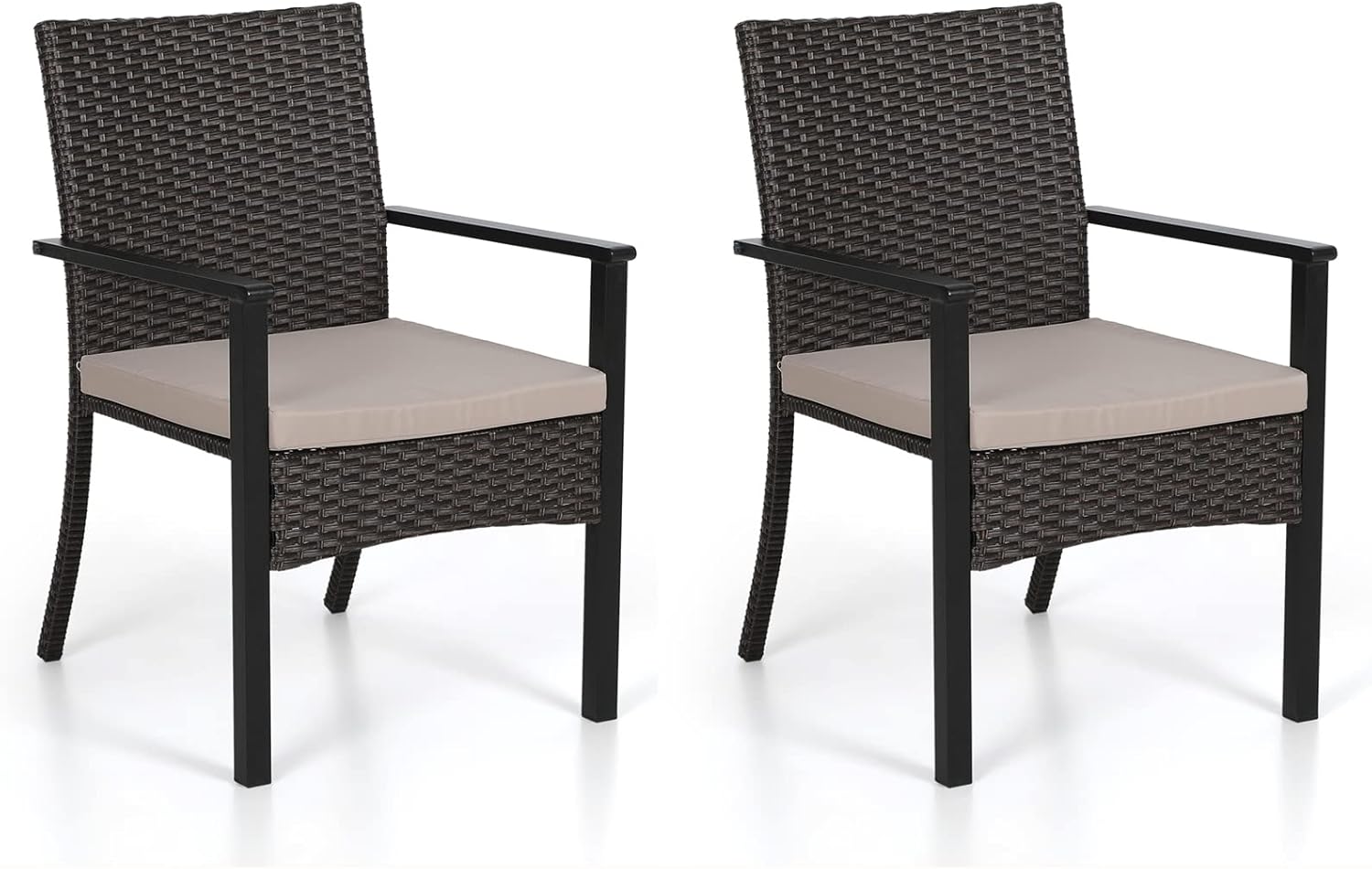Sophia & William Patio Chairs Set of 2, 2 Pcs Lightweight Rattan Outdoor Dining Chairs, All-Weather Wicker Dining Chairs with Comfortable Seating