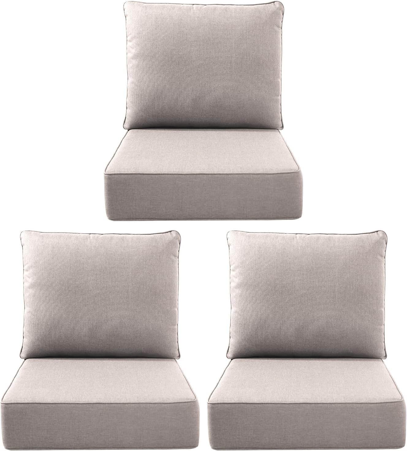 Outdoor Seat Cushion Set-24 x 24 x 6 Inch Outdoor Chair Cushions Set of 2 with Water Resistant & Removable Cover Outdoor Cushions for Patio Furniture Chair Sofa Couch-Beige