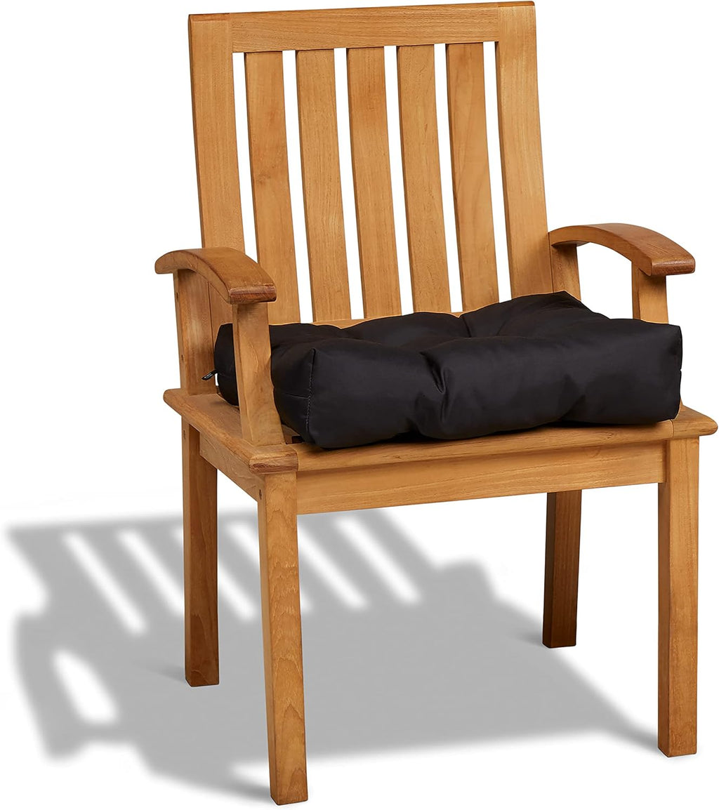 Classic Accessories Water-Resistant Square Patio Seat Cushions, 19 x 19 x 5 Inch, 2 Pack, Black, Outdoor Seat Cushions