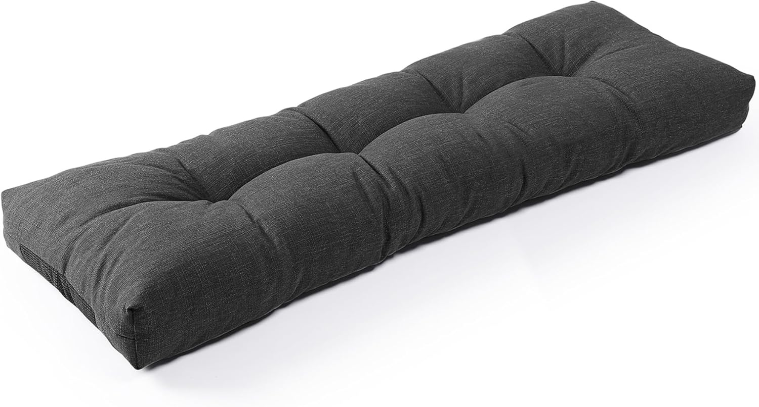 SUNROX LokGrip Non Slip Tufted Memory Foam Bench Cushion, FadeShield Water Resistant Durable Thicken Outdoor/Indoor Bench Seat Pads 42x16x4 inch, Cream