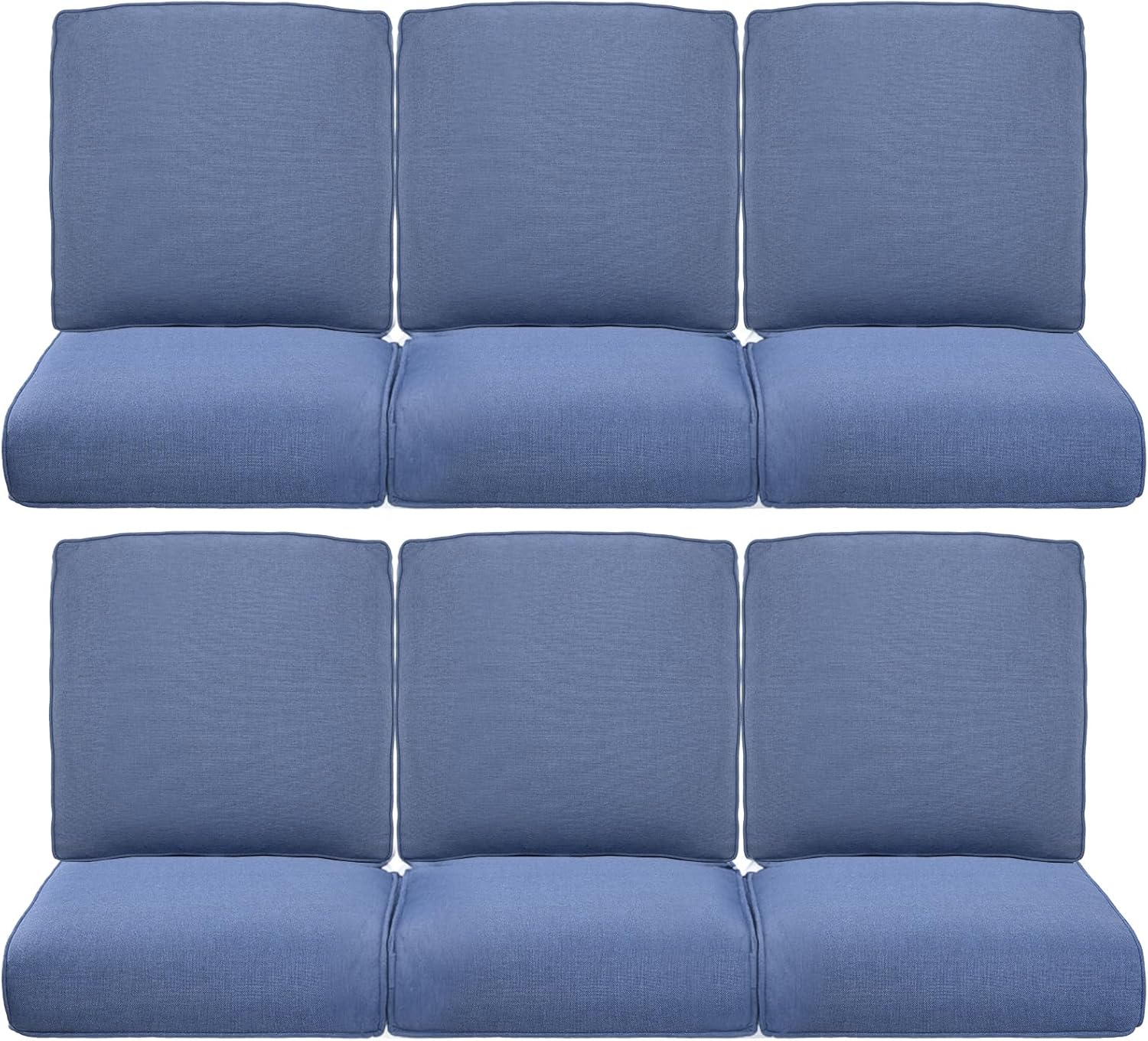 Luxury 24x24x6 Inch Outdoor Cushions - Water&UV&Fade Resistant 1 Set Zippered Patio Chair Cushion for Wicker Dining Rocking Swivel Chairs Loveseat Couch Sectional Sofa - Baby Blue