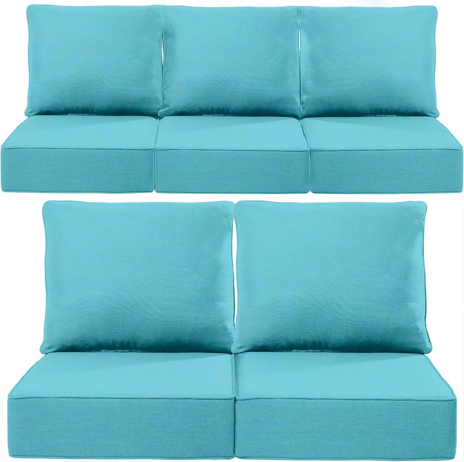 Luxury 24x24x6 Inch Outdoor Cushions - Water&UV&Fade Resistant 1 Set Zippered Patio Chair Cushion for Wicker Dining Rocking Swivel Chairs Loveseat Couch Sectional Sofa - Baby Blue