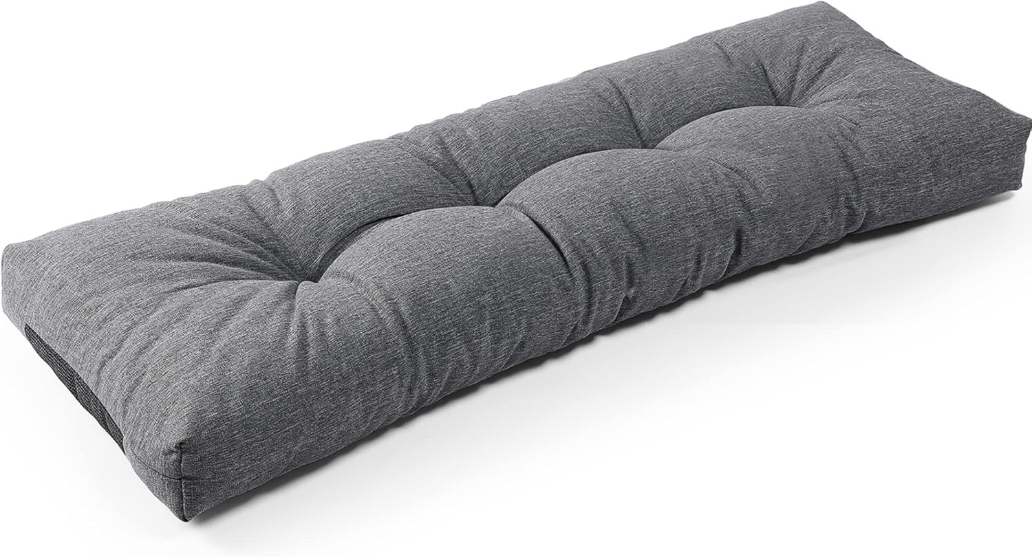 SUNROX LokGrip Non Slip Tufted Memory Foam Bench Cushion, FadeShield Water Resistant Durable Thicken Outdoor/Indoor Bench Seat Pads 42x16x4 inch, Cream