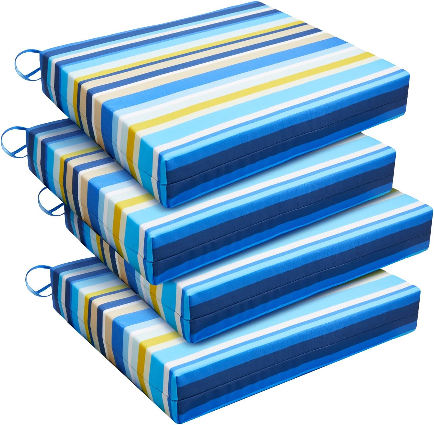 downluxe Outdoor Chair Cushions Set of 4 for Patio Furniture, Water-Resistant Patio Chair Cushions with Ties, High Density Foam Outdoor Seat Cushion, 17" X 16" X 2", Navy