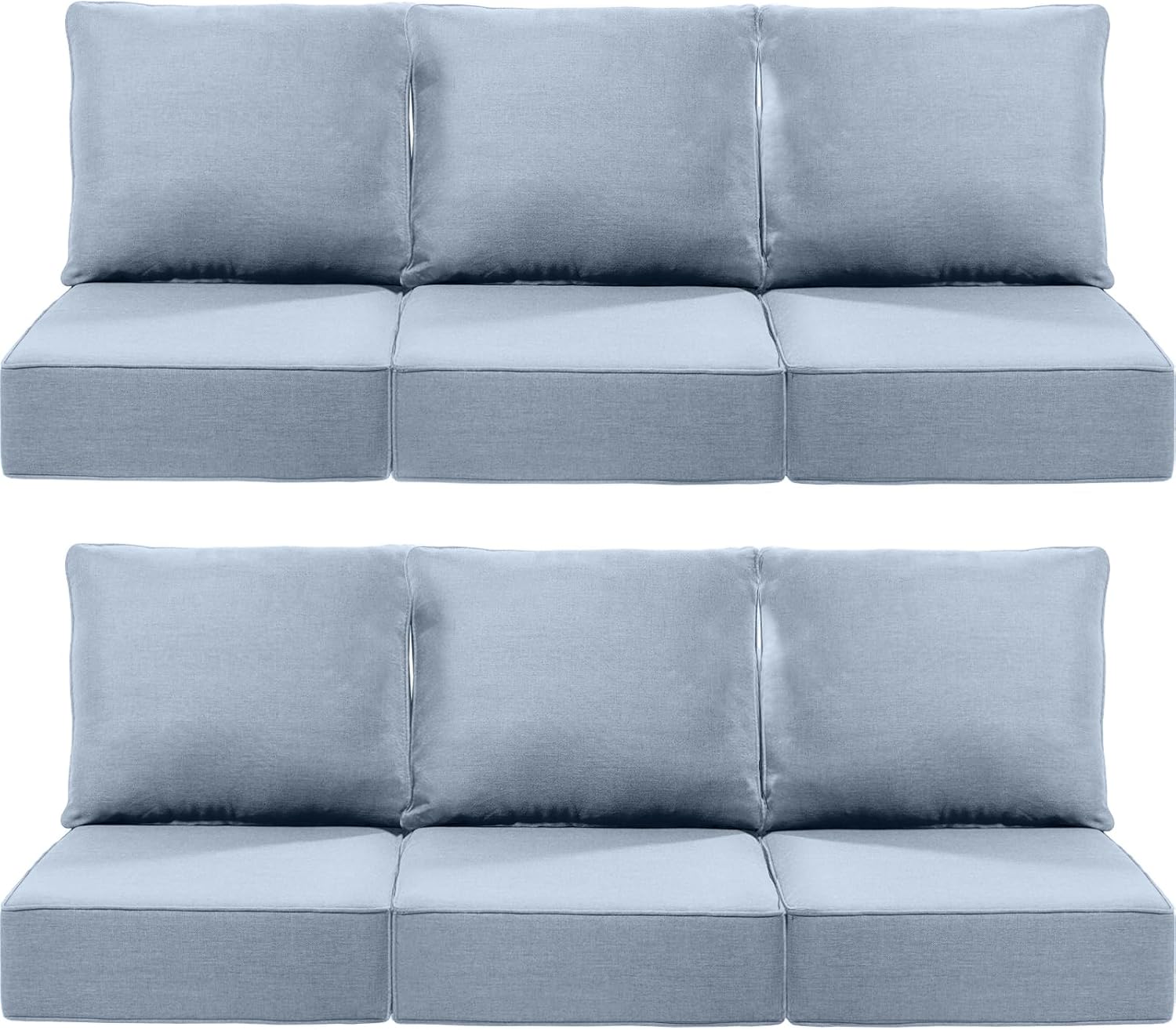 Luxury 24x24x6 Inch Outdoor Cushions - Water&UV&Fade Resistant 1 Set Zippered Patio Chair Cushion for Wicker Dining Rocking Swivel Chairs Loveseat Couch Sectional Sofa - Baby Blue