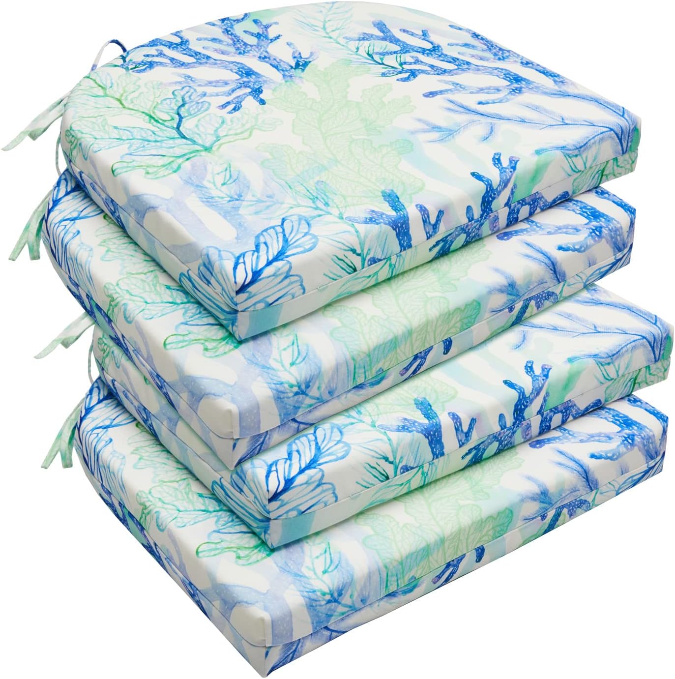 downluxe Outdoor Chair Cushions Set of 4 for Patio Furniture, Water-Resistant Patio Chair Cushions with Ties, High Density Foam Outdoor Seat Cushion, 17" X 16" X 2", Navy