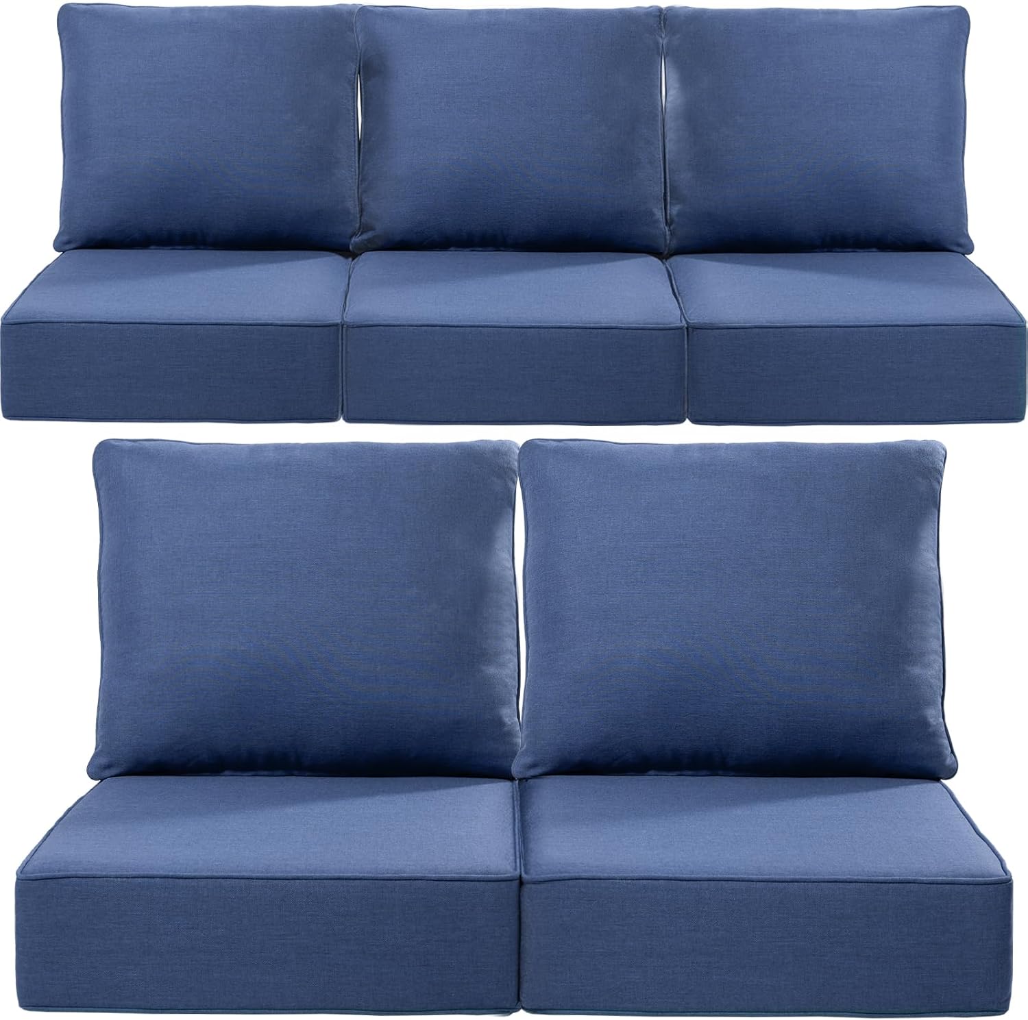Luxury 24x24x6 Inch Outdoor Cushions - Water&UV&Fade Resistant 1 Set Zippered Patio Chair Cushion for Wicker Dining Rocking Swivel Chairs Loveseat Couch Sectional Sofa - Baby Blue