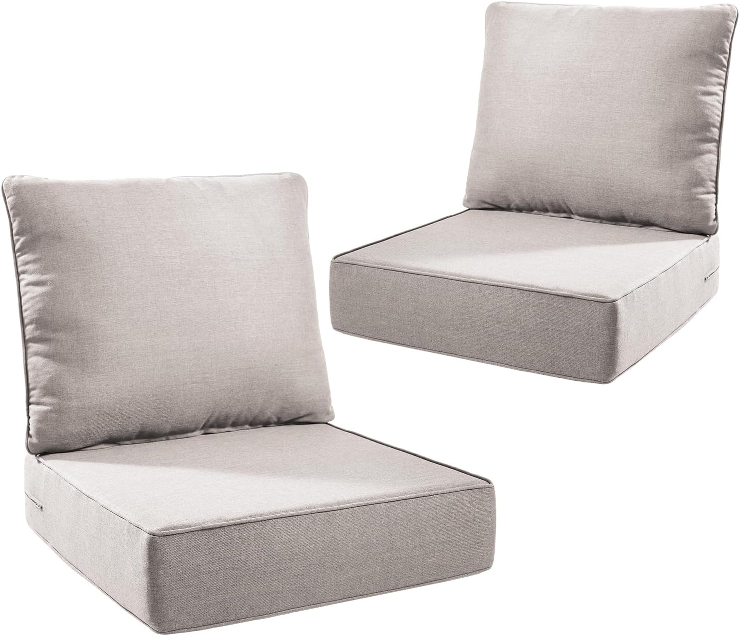 Outdoor Seat Cushion Set-24 x 24 x 6 Inch Outdoor Chair Cushions Set of 2 with Water Resistant & Removable Cover Outdoor Cushions for Patio Furniture Chair Sofa Couch-Beige