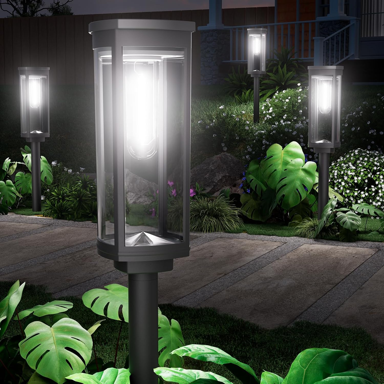 8 Pack Bright Solar Pathway Lights Outdoor,IP65 Waterproof Auto On/Off Solar Garden Light Path Lights Solar Powered for Outside Yard Path Lawn Walkway Driveway Landscape Lighting Patio Decor