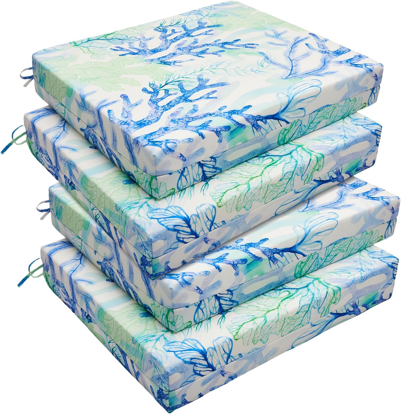 downluxe Outdoor Chair Cushions Set of 4 for Patio Furniture, Water-Resistant Patio Chair Cushions with Ties, High Density Foam Outdoor Seat Cushion, 17" X 16" X 2", Navy