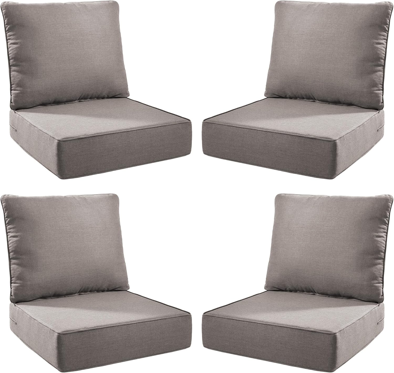 Outdoor Seat Cushion Set-24 x 24 x 6 Inch Outdoor Chair Cushions Set of 2 with Water Resistant & Removable Cover Outdoor Cushions for Patio Furniture Chair Sofa Couch-Beige