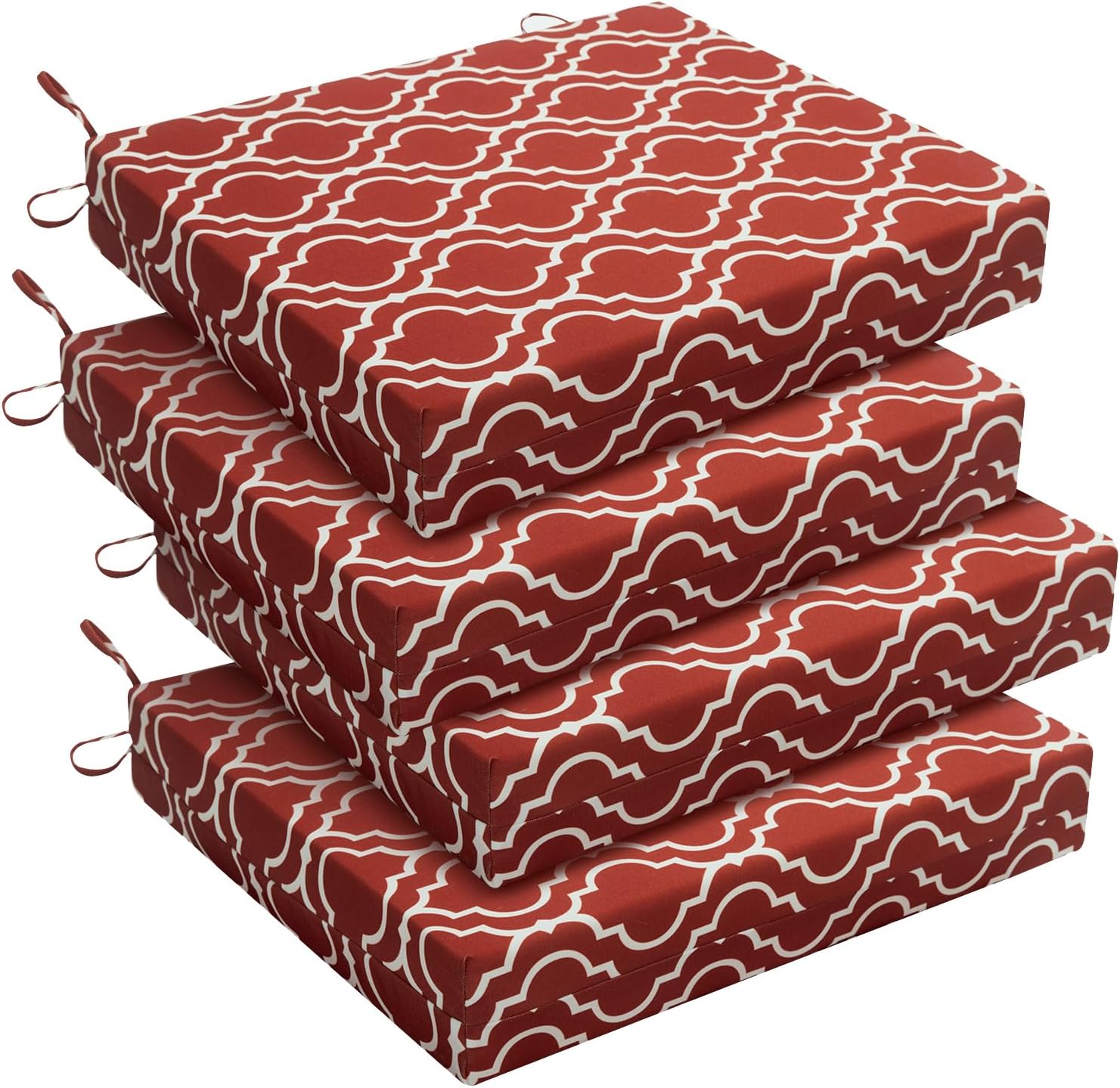 downluxe Outdoor Chair Cushions Set of 4 for Patio Furniture, Water-Resistant Patio Chair Cushions with Ties, High Density Foam Outdoor Seat Cushion, 17" X 16" X 2", Navy