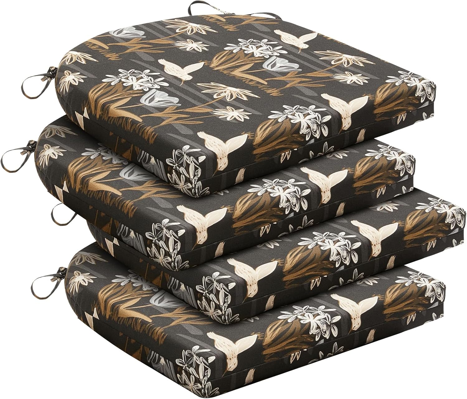 downluxe Outdoor Chair Cushions Set of 4 for Patio Furniture, Water-Resistant Patio Chair Cushions with Ties, High Density Foam Outdoor Seat Cushion, 17" X 16" X 2", Navy