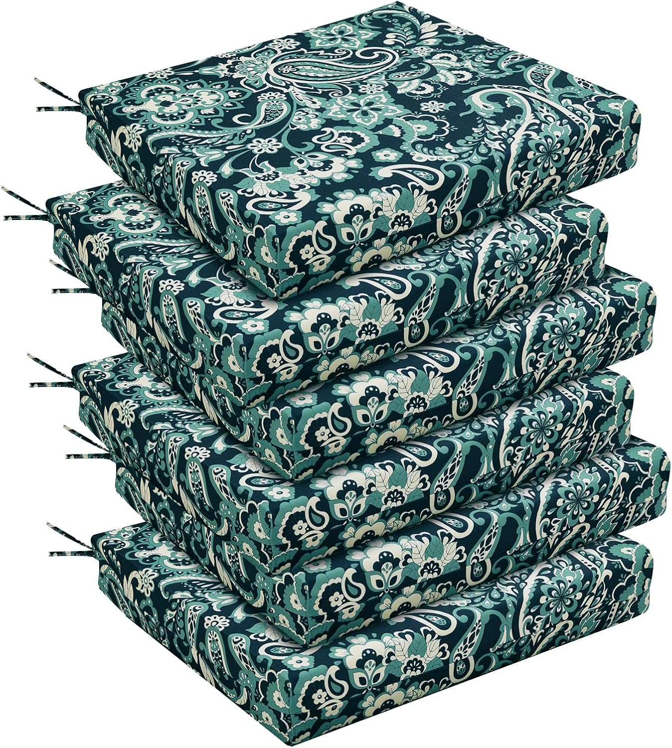 downluxe Outdoor Chair Cushions Set of 4 for Patio Furniture, Water-Resistant Patio Chair Cushions with Ties, High Density Foam Outdoor Seat Cushion, 17" X 16" X 2", Navy