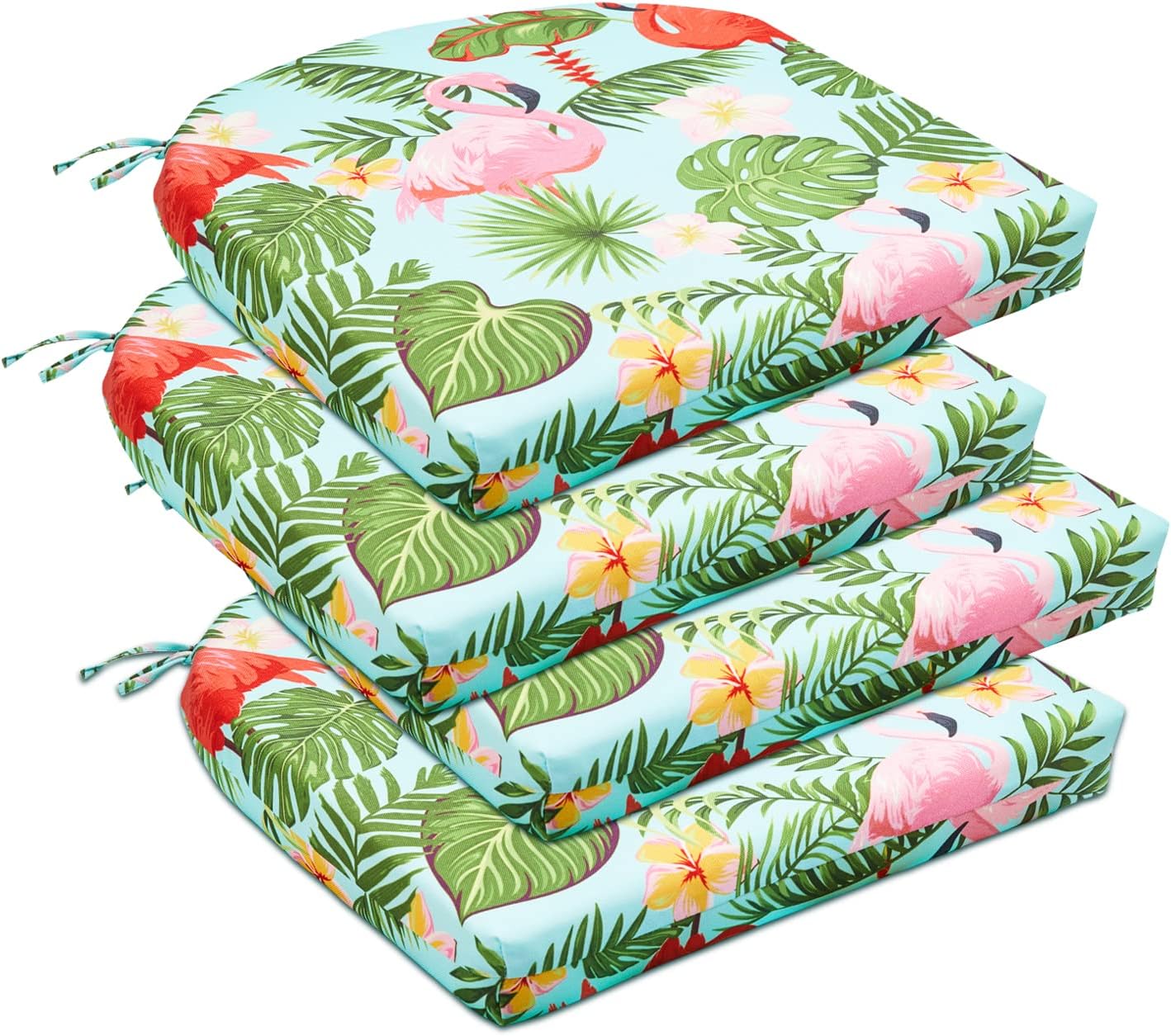 downluxe Outdoor Chair Cushions Set of 4 for Patio Furniture, Water-Resistant Patio Chair Cushions with Ties, High Density Foam Outdoor Seat Cushion, 17" X 16" X 2", Navy