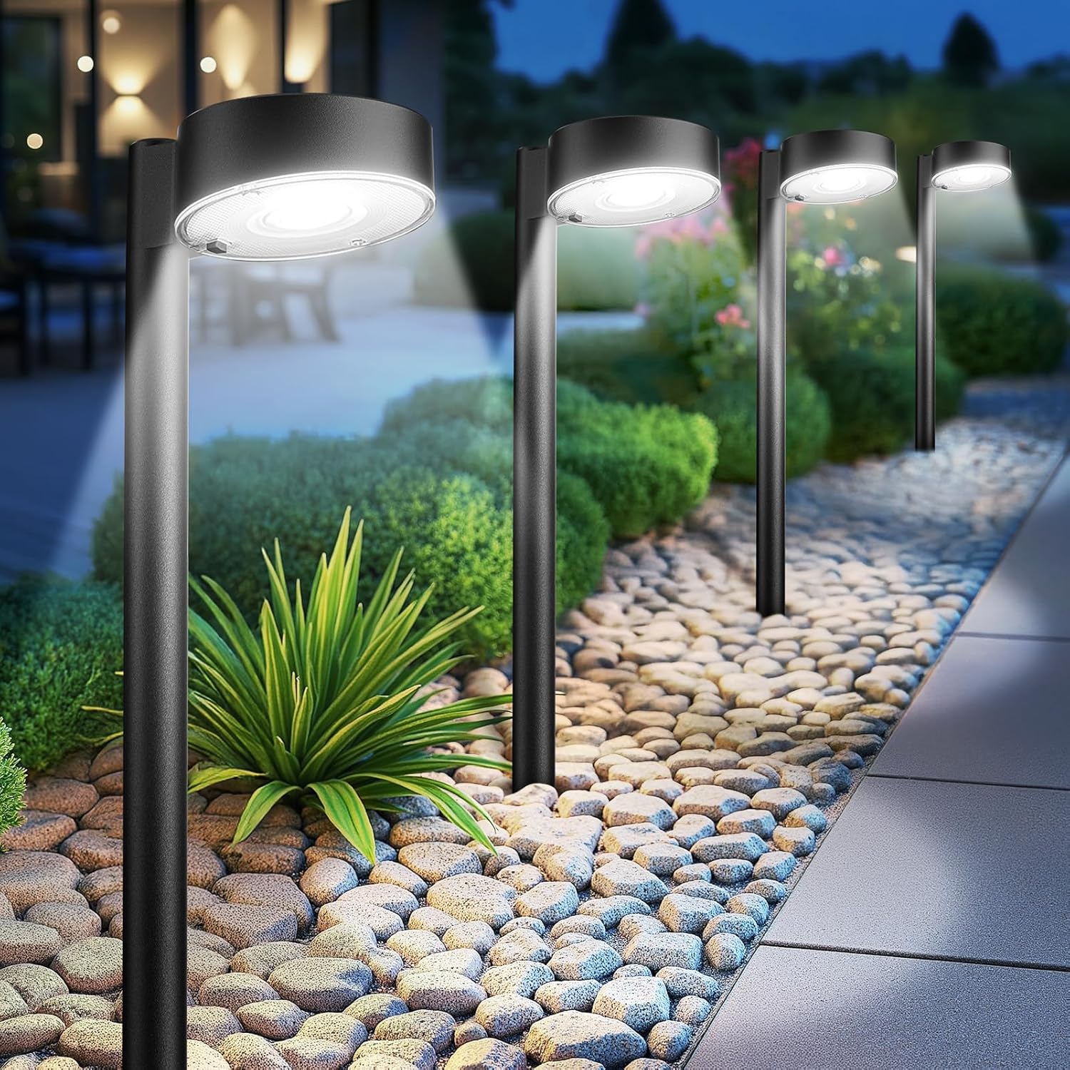 8 Pack Solar Pathway Lights Outdoor, 12 Brighter LED Solar Lights Outdoor Waterproof, Up to 12 Hrs Modern Path Light for Yard Garden Walkway Driveway Lawn (8 Pack)