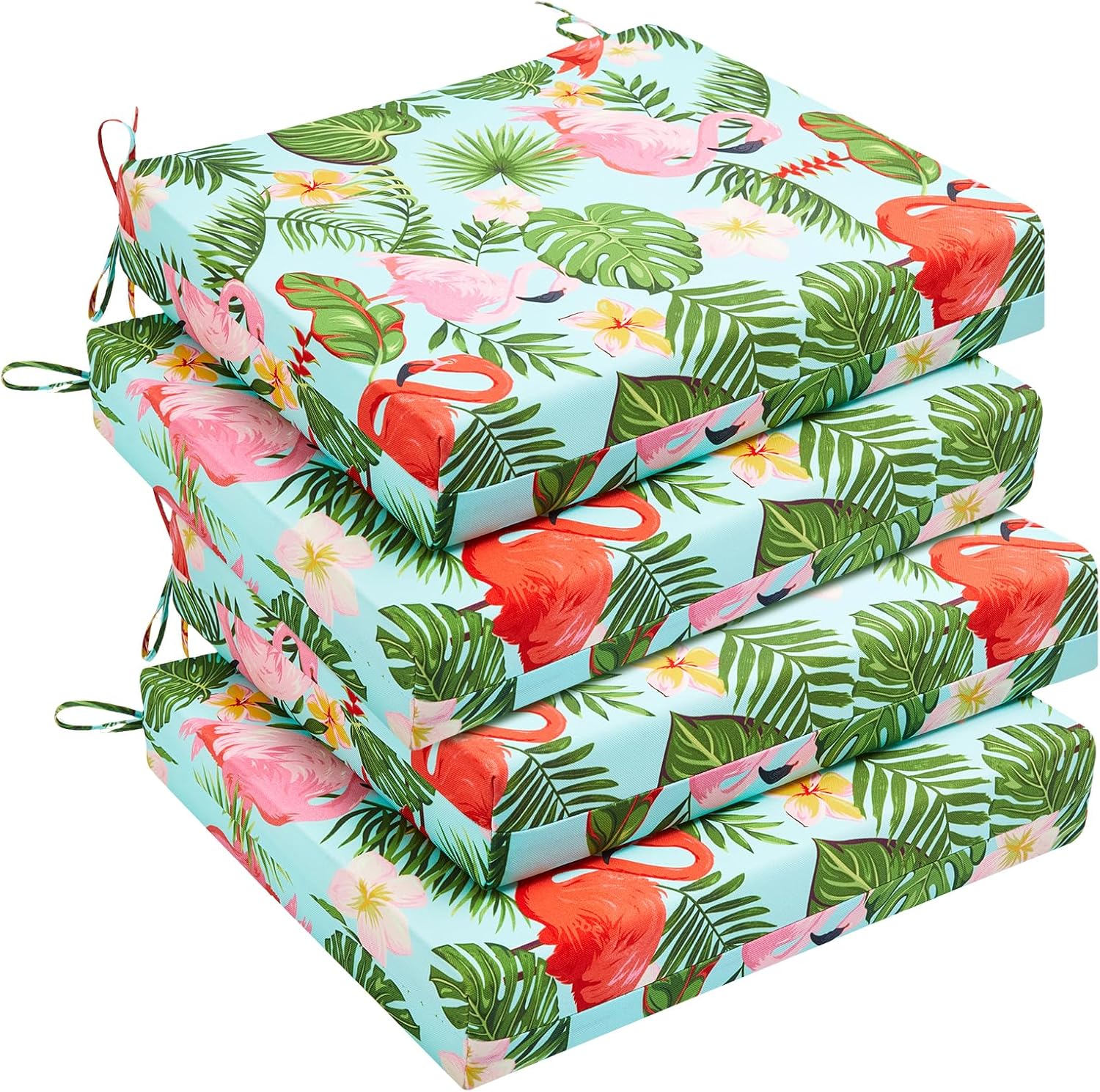 downluxe Outdoor Chair Cushions Set of 4 for Patio Furniture, Water-Resistant Patio Chair Cushions with Ties, High Density Foam Outdoor Seat Cushion, 17" X 16" X 2", Navy