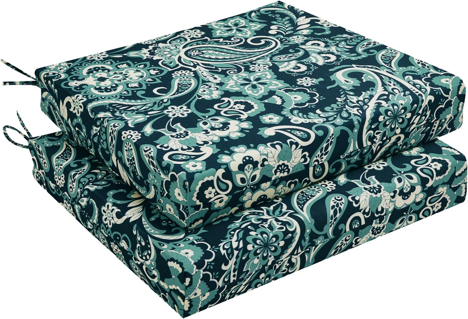 downluxe Outdoor Chair Cushions Set of 4 for Patio Furniture, Water-Resistant Patio Chair Cushions with Ties, High Density Foam Outdoor Seat Cushion, 17" X 16" X 2", Navy