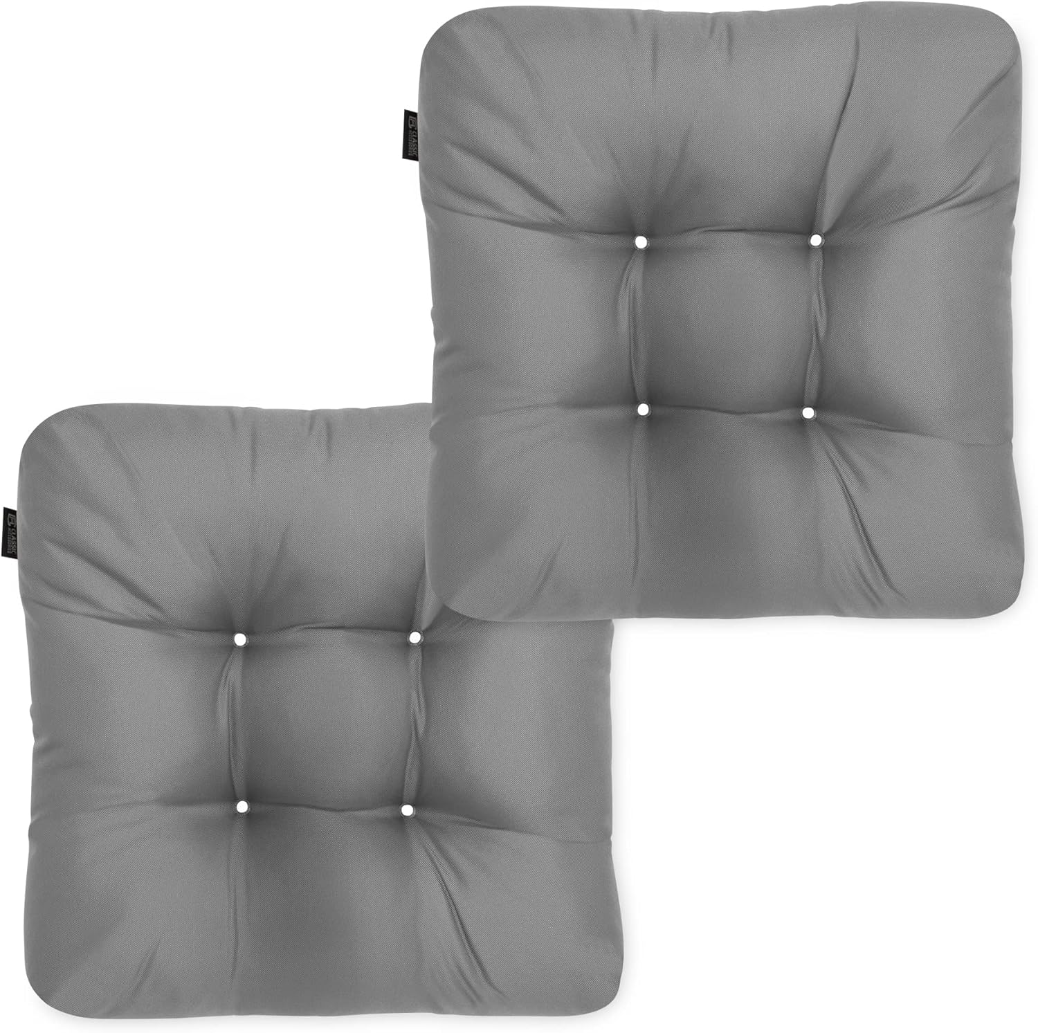 Classic Accessories Water-Resistant Square Patio Seat Cushions, 19 x 19 x 5 Inch, 2 Pack, Black, Outdoor Seat Cushions