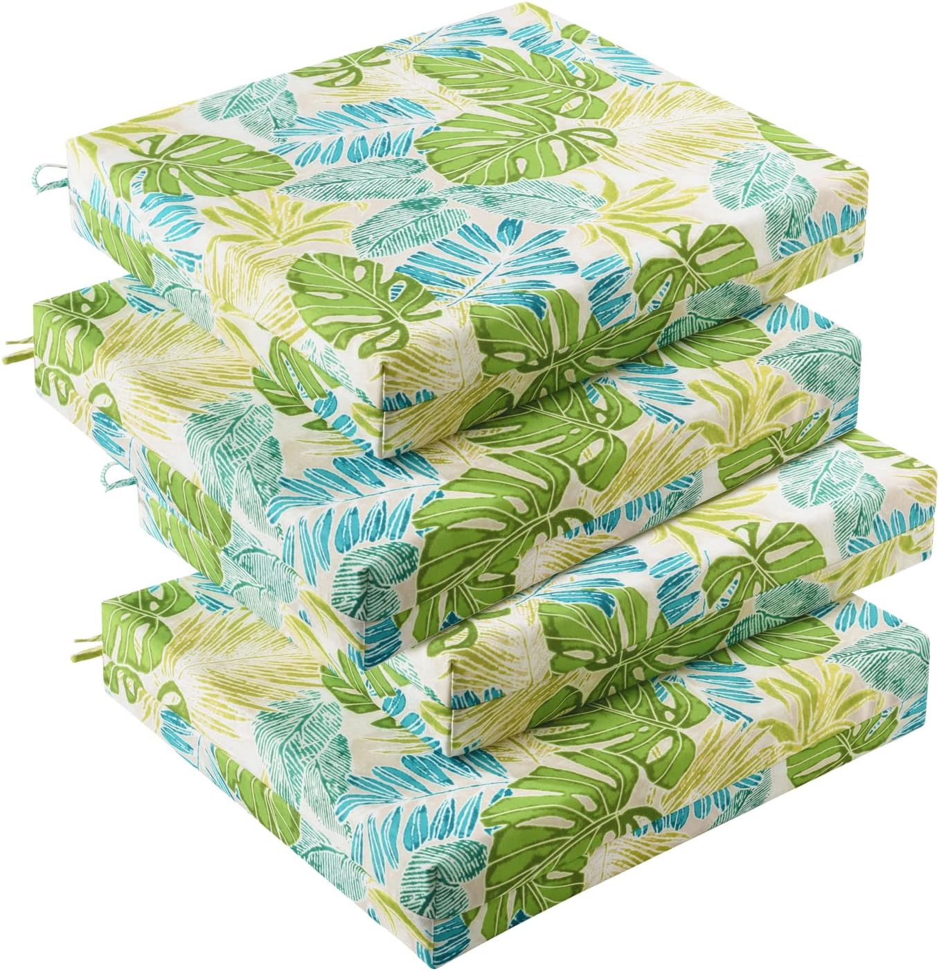 downluxe Outdoor Chair Cushions Set of 4 for Patio Furniture, Water-Resistant Patio Chair Cushions with Ties, High Density Foam Outdoor Seat Cushion, 17" X 16" X 2", Navy