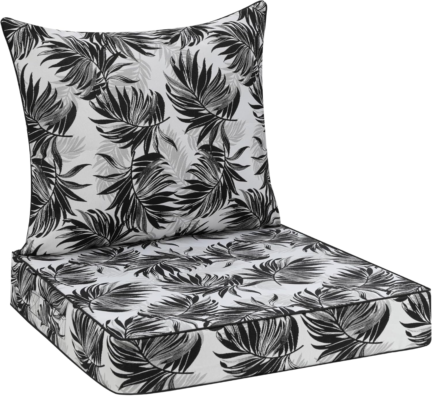 Favoyard Outdoor Seat Cushion Set 24 x 24 Inch Water-Resistant & Fade-Resistant Patio Furniture Cushions with Removable Cover Deep Seat & Back Cushion with Handle and Adjustable Straps for Chair Sofa