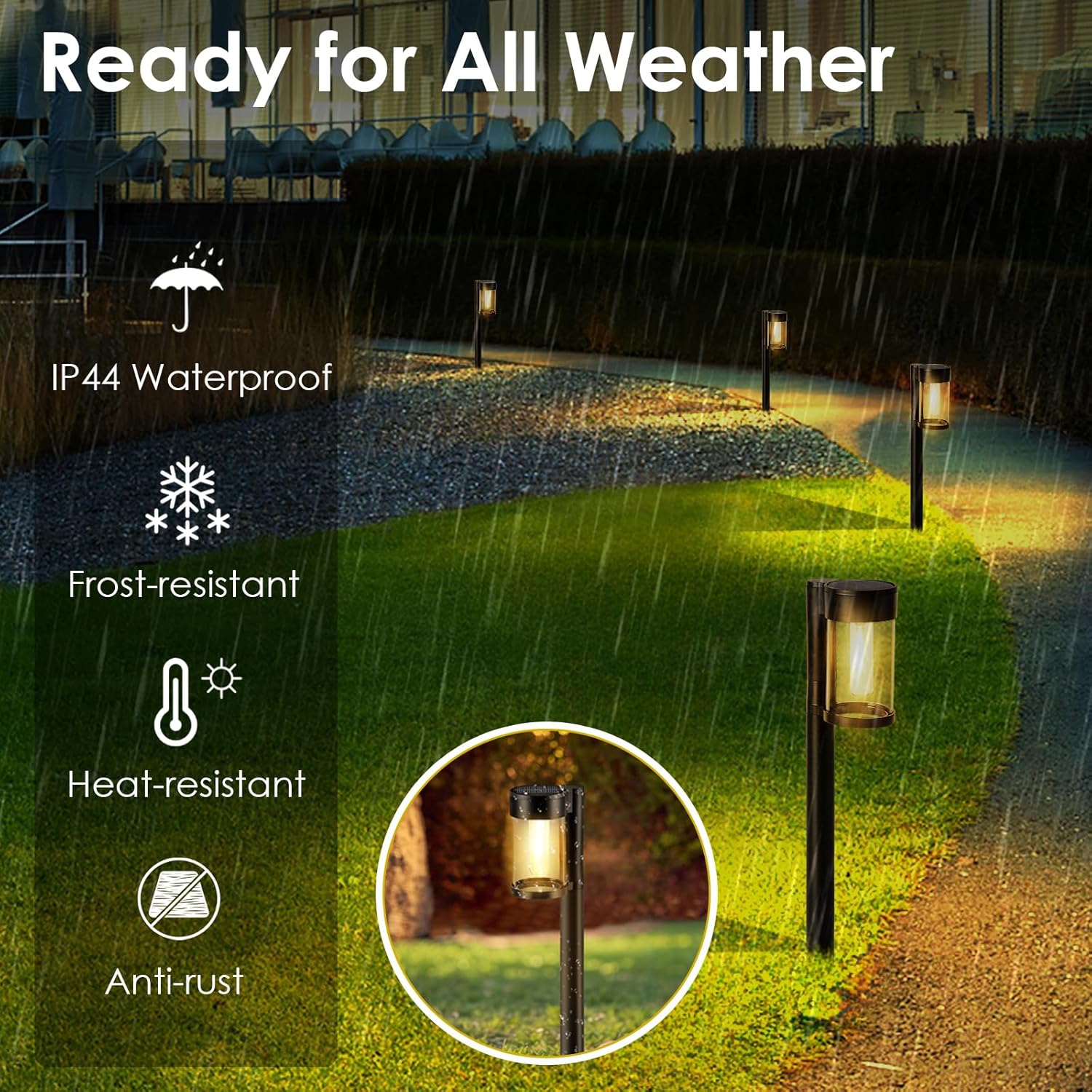 Mancra Solar Pathway Lights Outdoor, 10 Pack Metal & Glass Solar Lights Outdoor Waterproof Landscape Path Lights for Yard Walkway Garden Decor, Warm White