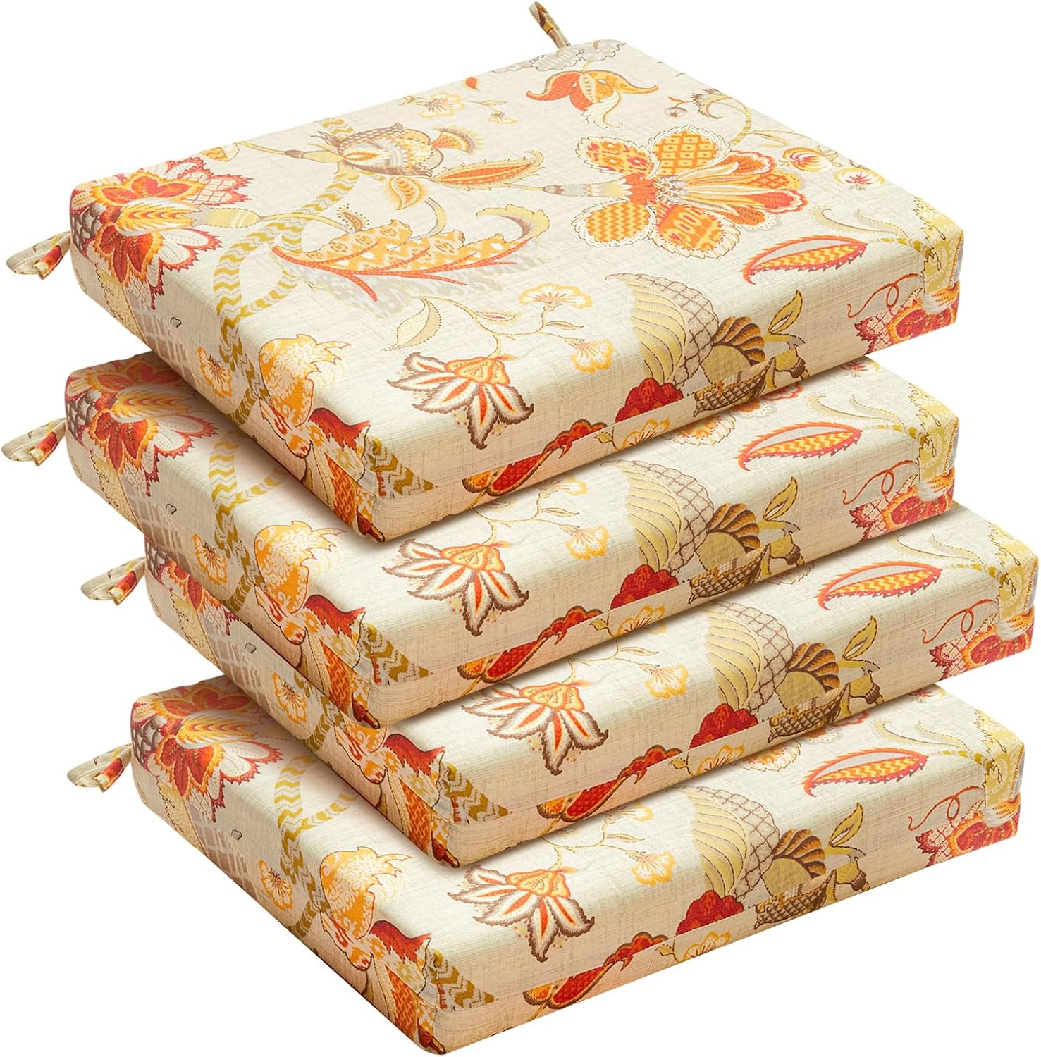 downluxe Outdoor Chair Cushions Set of 4 for Patio Furniture, Water-Resistant Patio Chair Cushions with Ties, High Density Foam Outdoor Seat Cushion, 17" X 16" X 2", Navy