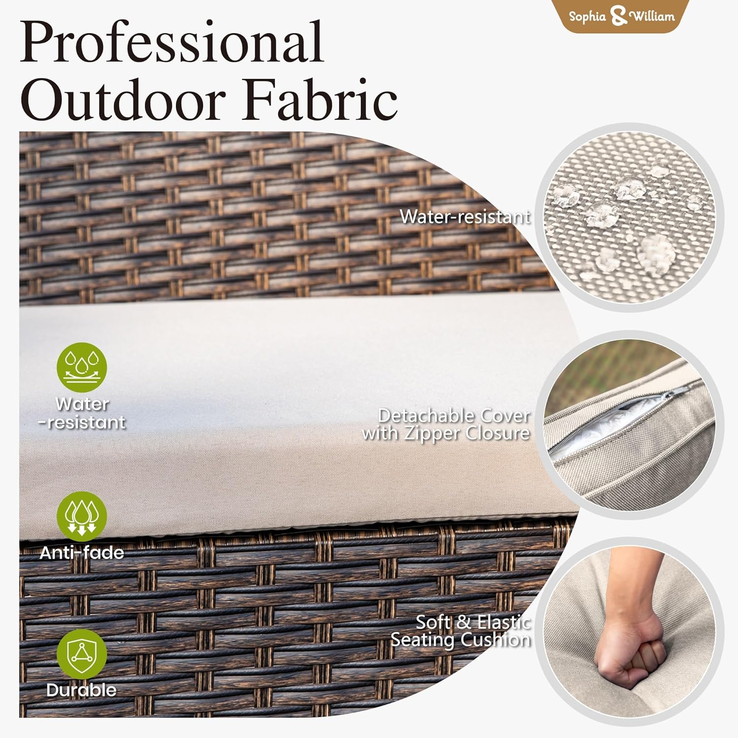 Sophia & William Patio Chairs Set of 2, 2 Pcs Lightweight Rattan Outdoor Dining Chairs, All-Weather Wicker Dining Chairs with Comfortable Seating