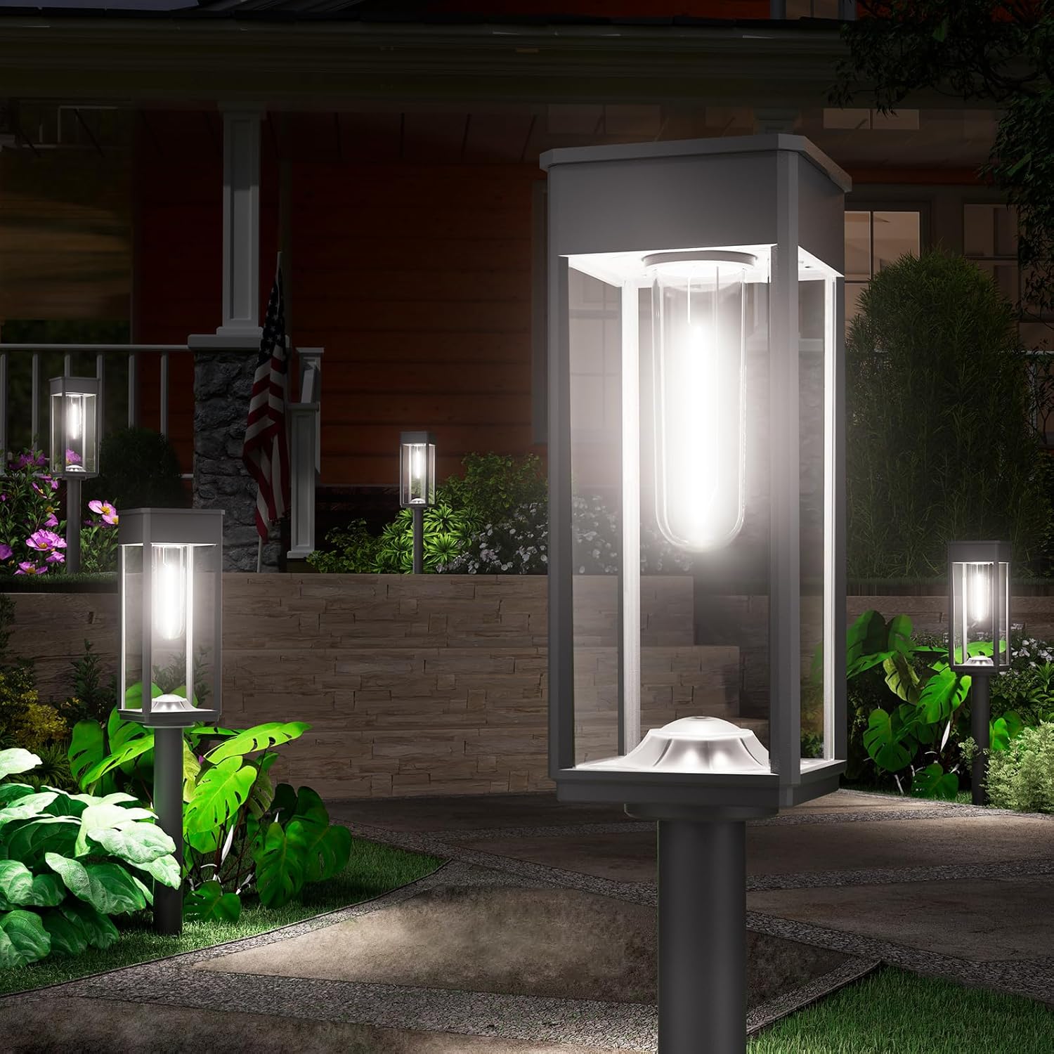 8 Pack Bright Solar Pathway Lights Outdoor,IP65 Waterproof Auto On/Off Solar Garden Light Path Lights Solar Powered for Outside Yard Path Lawn Walkway Driveway Landscape Lighting Patio Decor