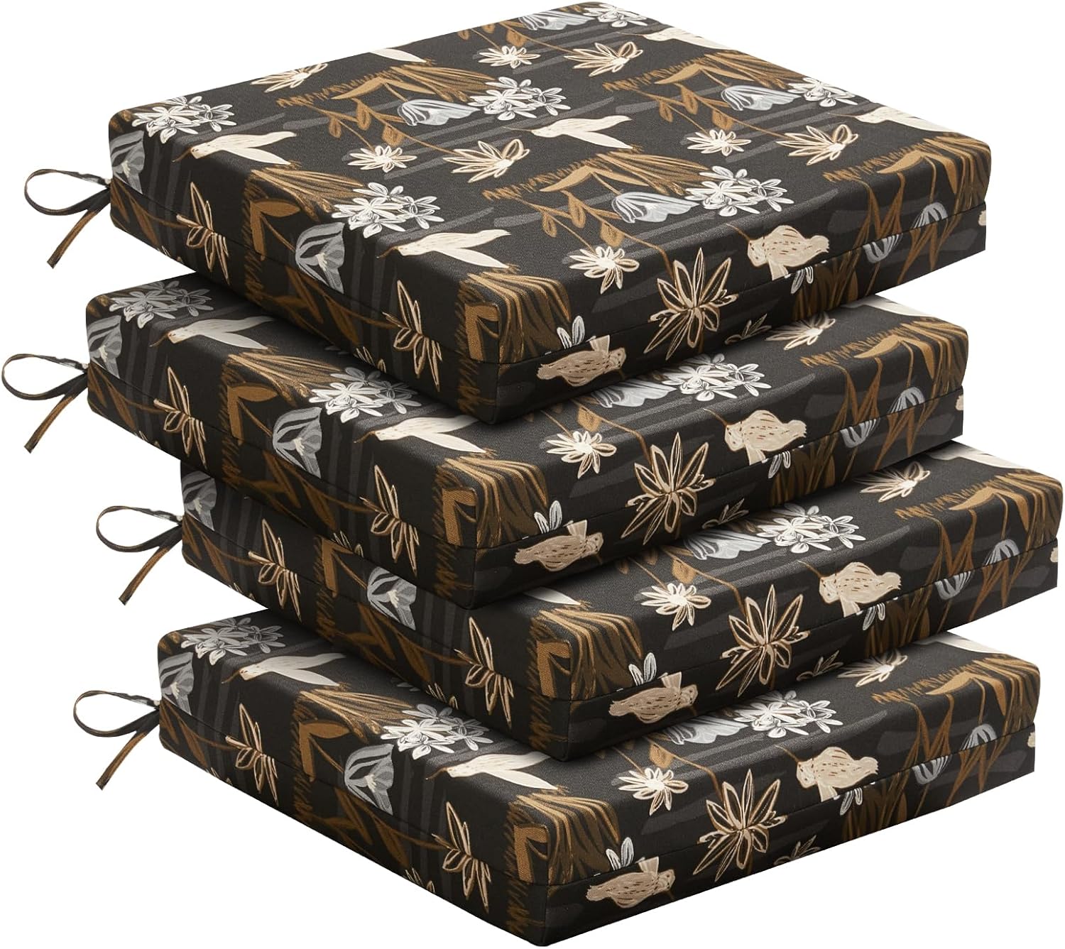 downluxe Outdoor Chair Cushions Set of 4 for Patio Furniture, Water-Resistant Patio Chair Cushions with Ties, High Density Foam Outdoor Seat Cushion, 17" X 16" X 2", Navy