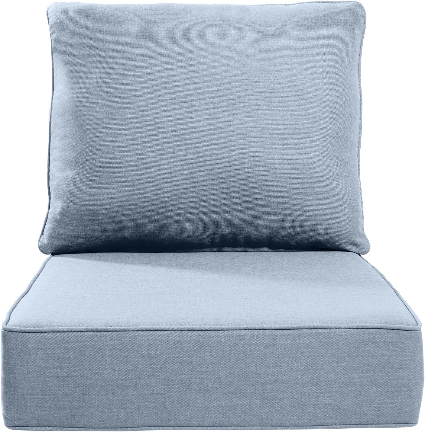 Luxury 24x24x6 Inch Outdoor Cushions - Water&UV&Fade Resistant 1 Set Zippered Patio Chair Cushion for Wicker Dining Rocking Swivel Chairs Loveseat Couch Sectional Sofa - Baby Blue