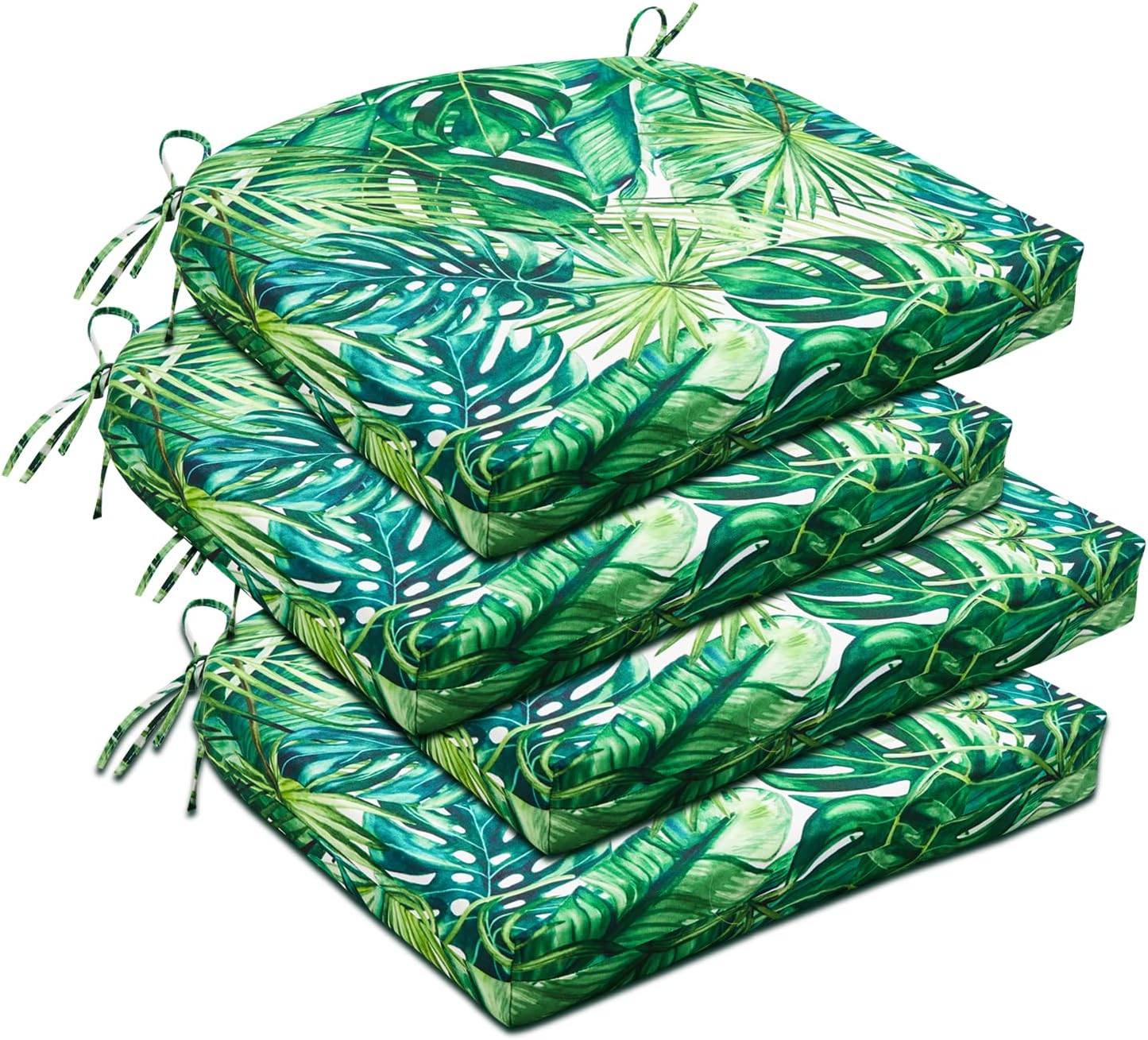 downluxe Outdoor Chair Cushions Set of 4 for Patio Furniture, Water-Resistant Patio Chair Cushions with Ties, High Density Foam Outdoor Seat Cushion, 17" X 16" X 2", Navy