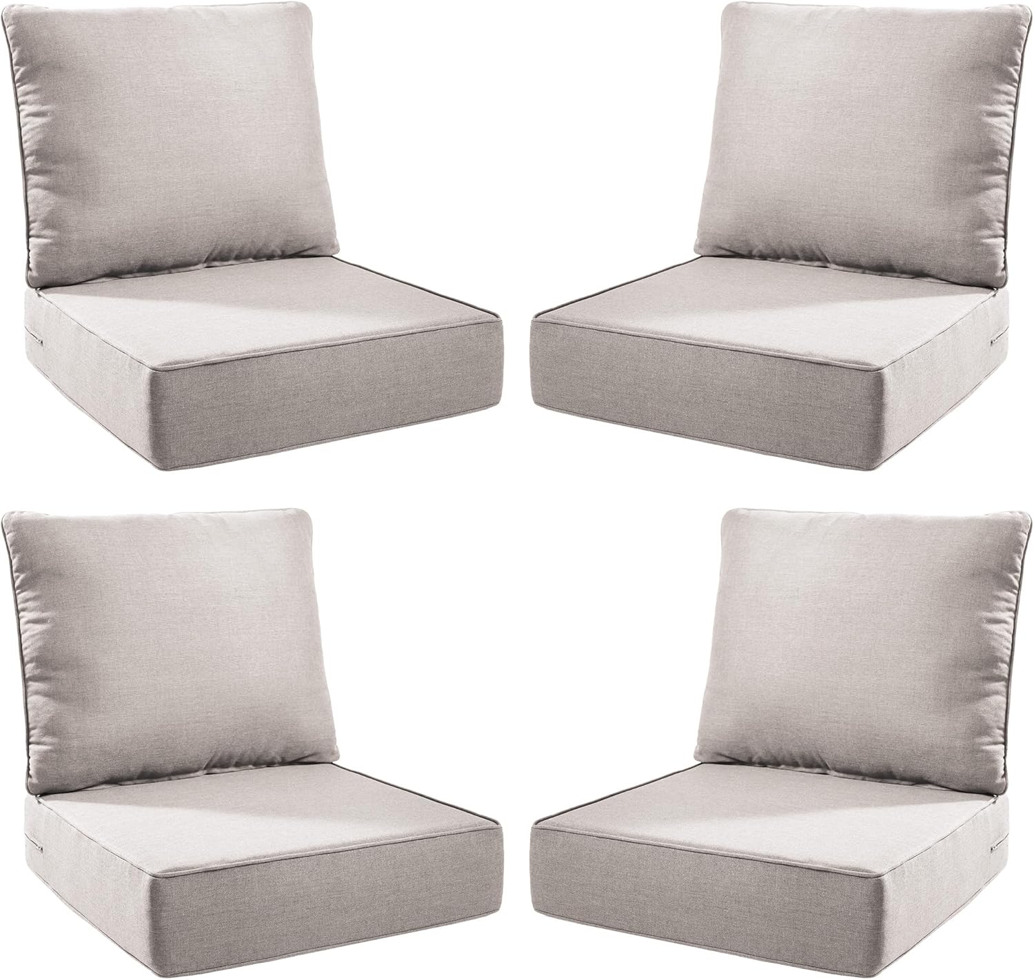 Outdoor Seat Cushion Set-24 x 24 x 6 Inch Outdoor Chair Cushions Set of 2 with Water Resistant & Removable Cover Outdoor Cushions for Patio Furniture Chair Sofa Couch-Beige