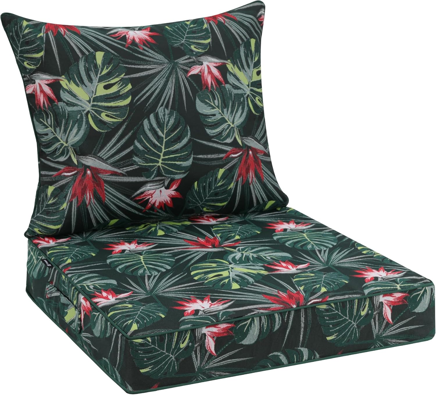 Favoyard Outdoor Seat Cushion Set 24 x 24 Inch Water-Resistant & Fade-Resistant Patio Furniture Cushions with Removable Cover Deep Seat & Back Cushion with Handle and Adjustable Straps for Chair Sofa