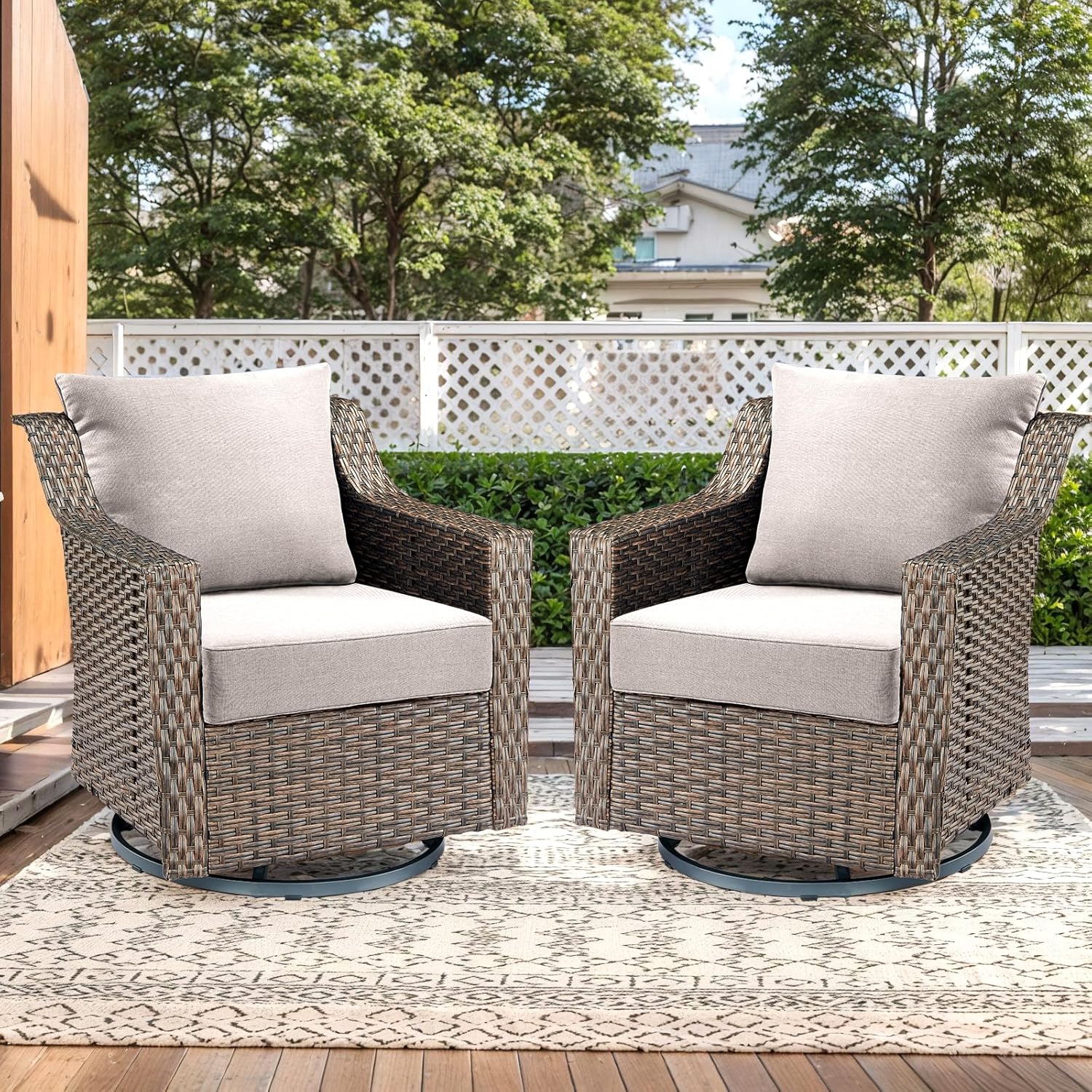 Outdoor Seat Cushion Set-24 x 24 x 6 Inch Outdoor Chair Cushions Set of 2 with Water Resistant & Removable Cover Outdoor Cushions for Patio Furniture Chair Sofa Couch-Beige