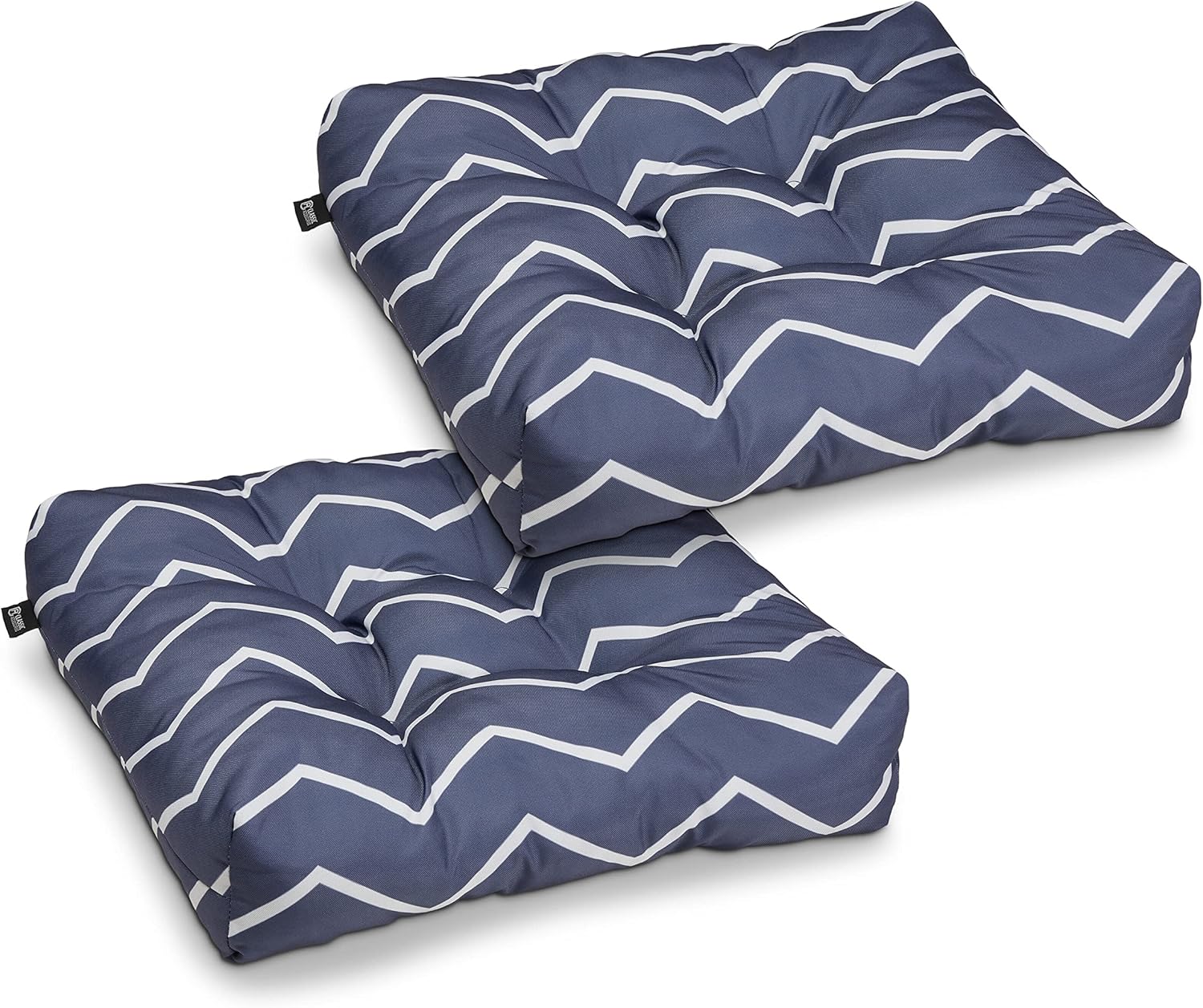 Classic Accessories Water-Resistant Square Patio Seat Cushions, 19 x 19 x 5 Inch, 2 Pack, Black, Outdoor Seat Cushions