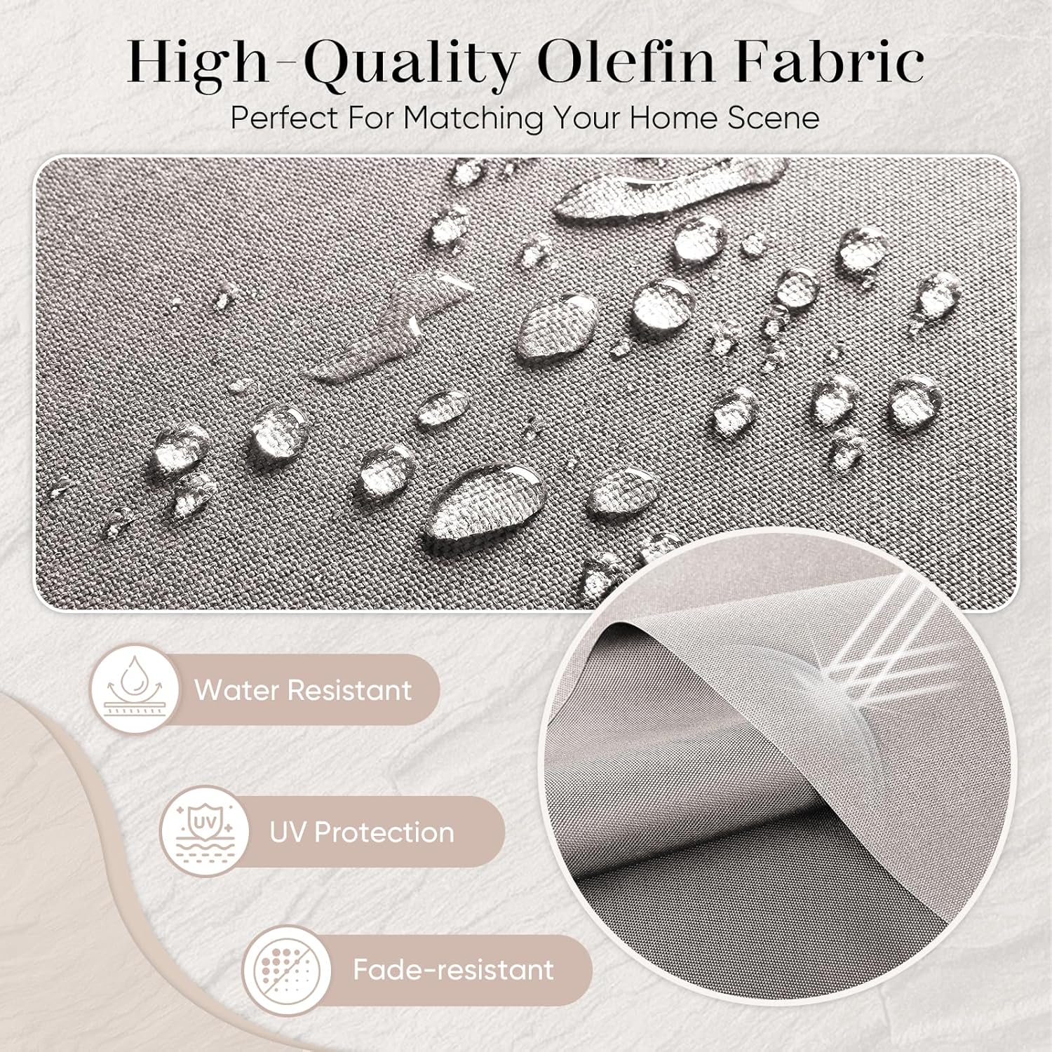 Outdoor Seat Cushion Set-24 x 24 x 6 Inch Outdoor Chair Cushions Set of 2 with Water Resistant & Removable Cover Outdoor Cushions for Patio Furniture Chair Sofa Couch-Beige