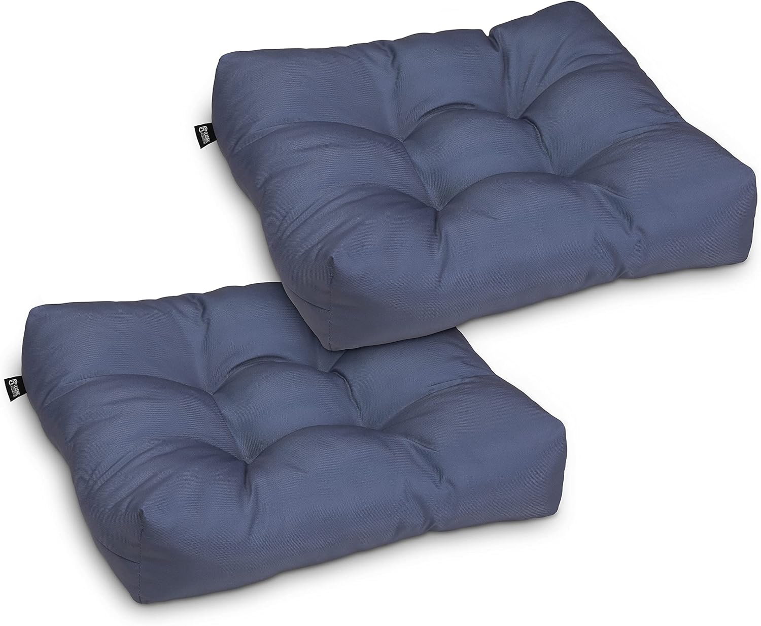 Classic Accessories Water-Resistant Square Patio Seat Cushions, 19 x 19 x 5 Inch, 2 Pack, Black, Outdoor Seat Cushions